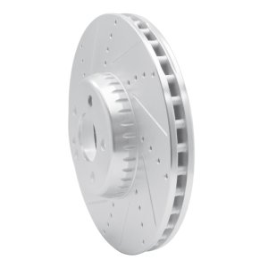 Mercedes-Benz C400 Brake Rotor (1) - Front Left - R1 Concepts - Drilled & Slotted - Silver - `15-`23
